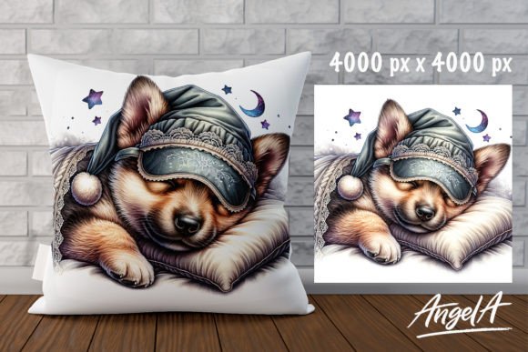 Adorable German Shepherd Sleepy Pup Design: A Cozy Creative Asset