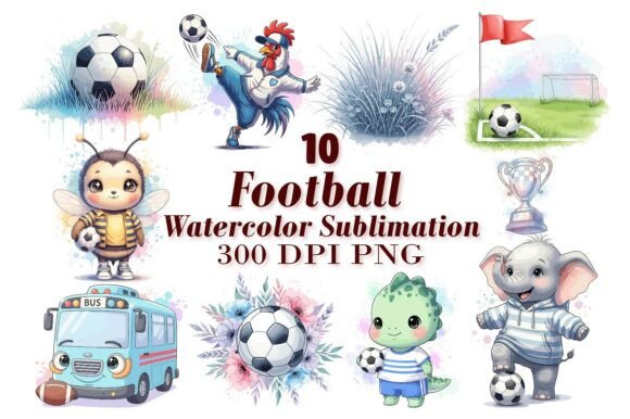 Animal Football Watercolor Sublimation: Game Day Whimsy