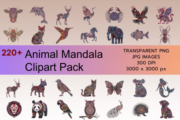 Animal Mandala Clipart Bundle: A Creative Asset