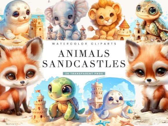 Animal Sandcastles Clipart Bundle: A Whimsical Design Asset