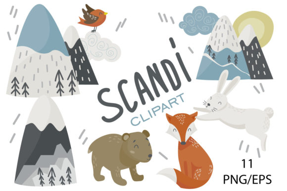 Charming Scandinavian Clipart: Cute Animal Designs