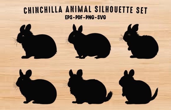 Chinchilla Animal Silhouette Clipart Set: Your Go-To Design Asset