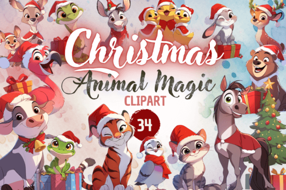 Christmas Animal Magic: Festive Clipart for Designers
