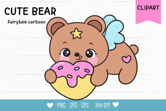 Cute Bear Clipart: Kawaii Style for Birthday Designs