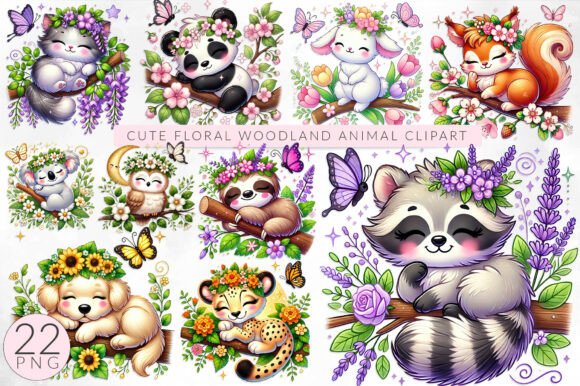 Cute Floral Woodland Animal Sublimation for Creative Projects