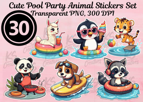 Cute Pool Party Animal Stickers: A Designer's Asset Guide