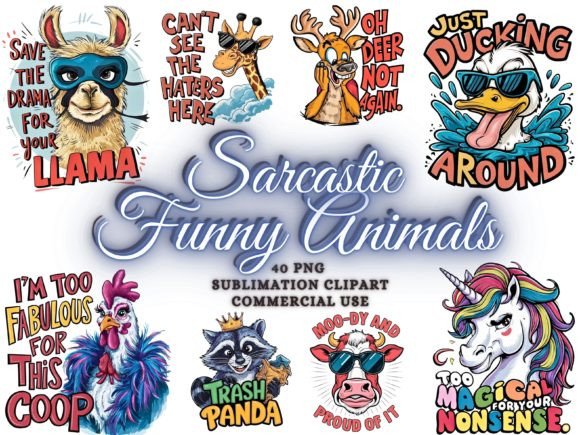 Funny Animals Clipart Animal PNG Bundle