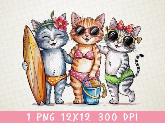 Funny Cat Summer PNG: A Playful Design Asset for Creative Projects