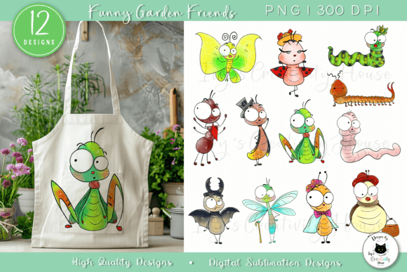 Funny Garden Animal Clipart: Insect PNG Bundle