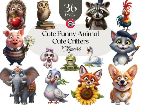 Happy Funny Animal Cute Critters Clipart: Your Go-To for Whimsical Designs