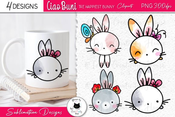 Kawaii Animal Clipart: The Cute Bunny PNG Set for Creative Projects