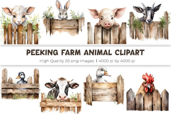 Peeking Farm Animal Clipart: Adorable & Versatile Designs