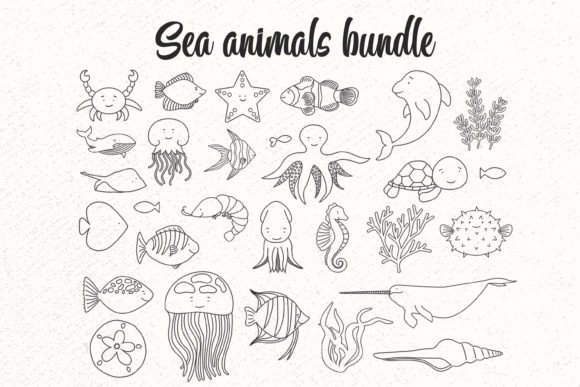 Sea Animals Bundle Svg: Dive Into Oceanic Design Versatility