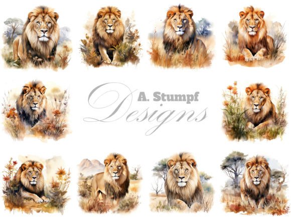 Unleash Creative Potential with Lion Watercolor Clipart