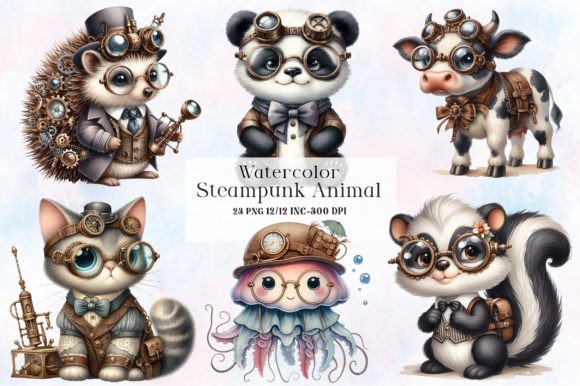 Unleash Mechanical Charm with Steampunk Animal Clipart