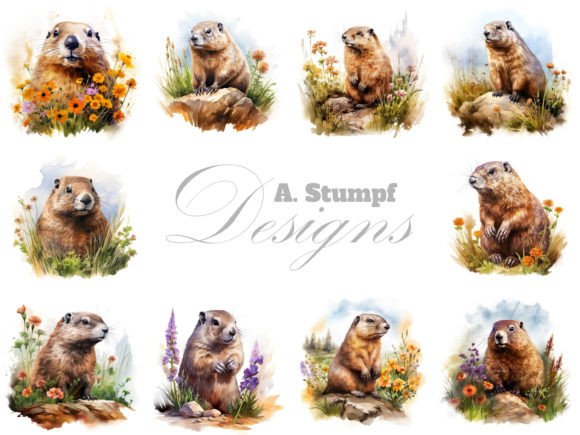 Whimsical Watercolor Groundhog Day Clipart for Creative Projects