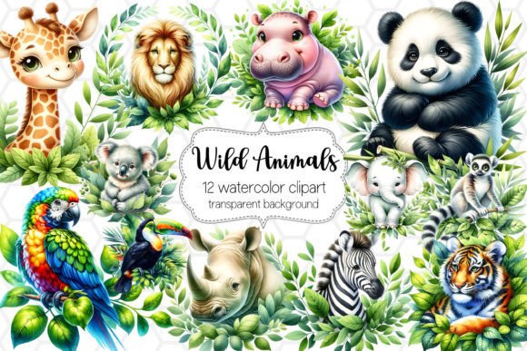 Wild Animal Clipart Bundle: Watercolor PNGs for Creatives